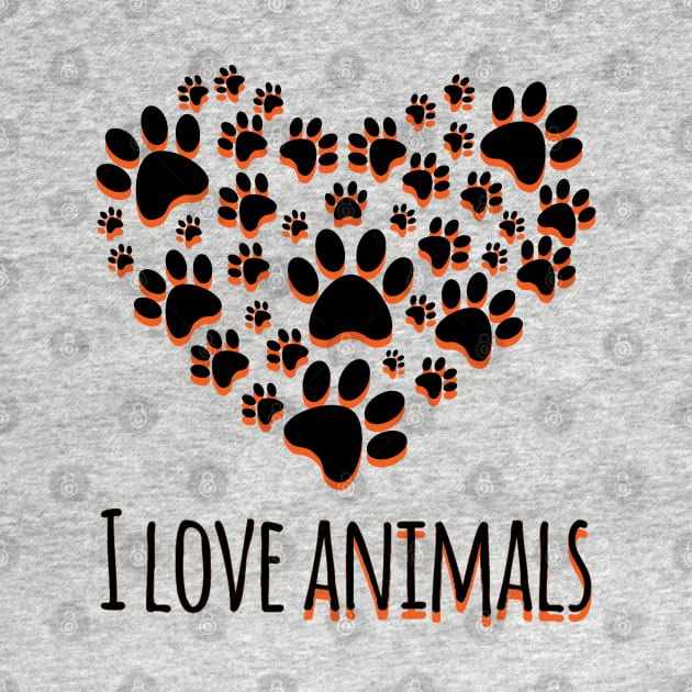 I love Animals fun T-Shirt by Brainable ART